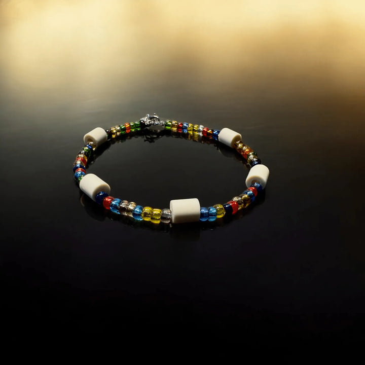 EM - Keramik - Halsband für große und kleine Hunde mit bunten Glasperlen und einer Pfote als Verschluss - Die StupsnaseEM - Keramik - Halsband für große und kleine Hunde mit bunten Glasperlen und einer Pfote als VerschlussEM KeramikhalsbandDie StupsnaseEM Keramikhalsband