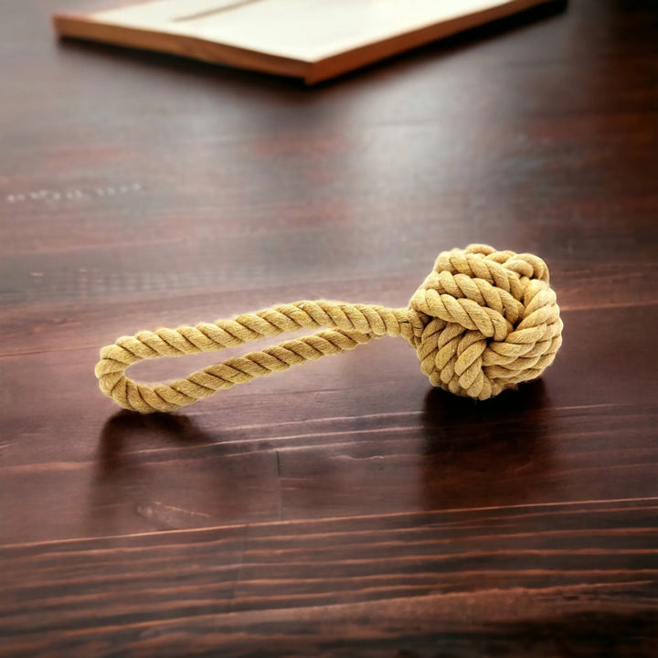 Handgefertigtes Hundespielzeug / Seilspielzeug Beige - Die StupsnaseHandgefertigtes Hundespielzeug / Seilspielzeug BeigeSpielballDie StupsnaseSpielball