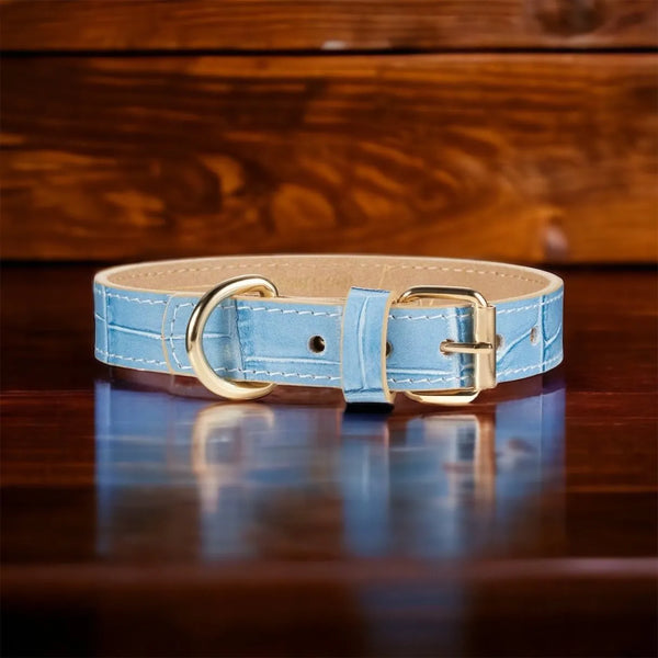Lia blaues Hundehalsband aus Leder - Die StupsnaseLia blaues Hundehalsband aus LederHundehalsbandDie StupsnaseHundehalsband