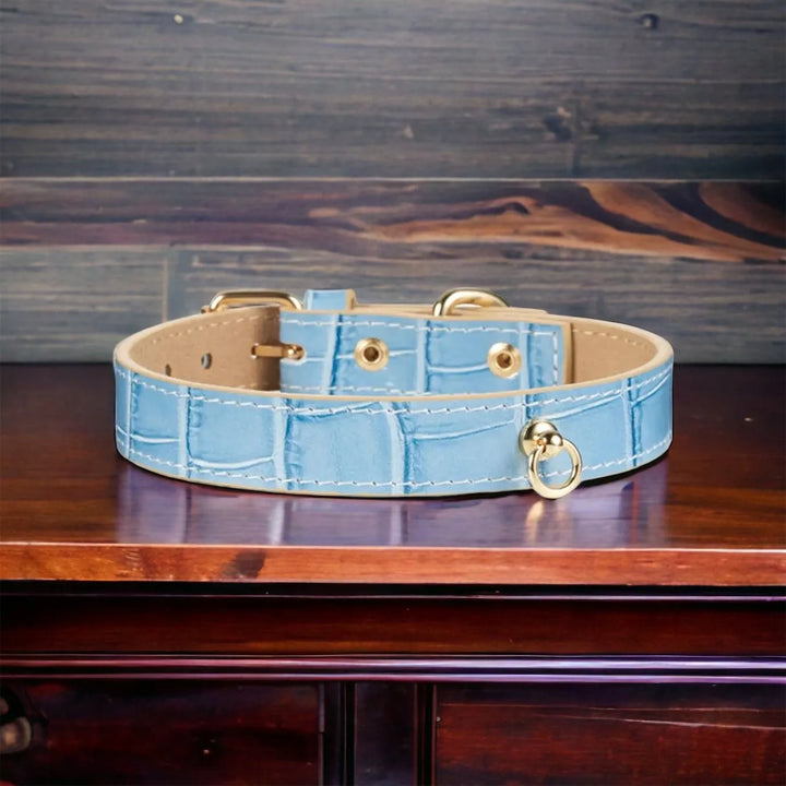 Lia blaues Hundehalsband aus Leder - Die StupsnaseLia blaues Hundehalsband aus LederHundehalsbandDie StupsnaseHundehalsband