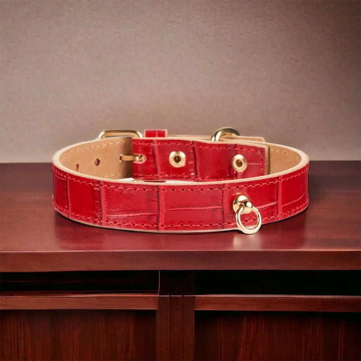 Lia rotes Hundehalsband aus Leder - Die StupsnaseLia rotes Hundehalsband aus LederHundehalsbandDie StupsnaseHundehalsband