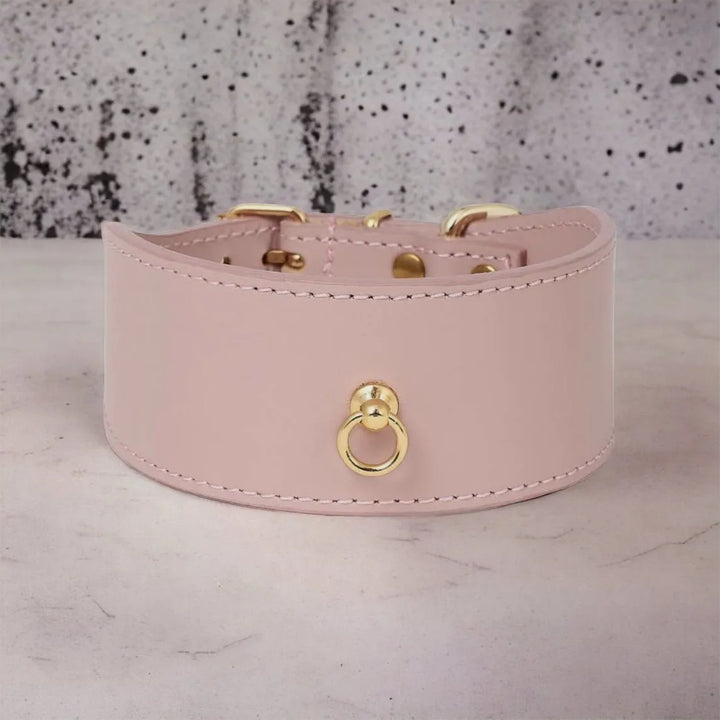 Rosa Windhundhalsband aus Leder - Die StupsnaseRosa Windhundhalsband aus LederWindhund halsbandDie StupsnaseWindhund halsband